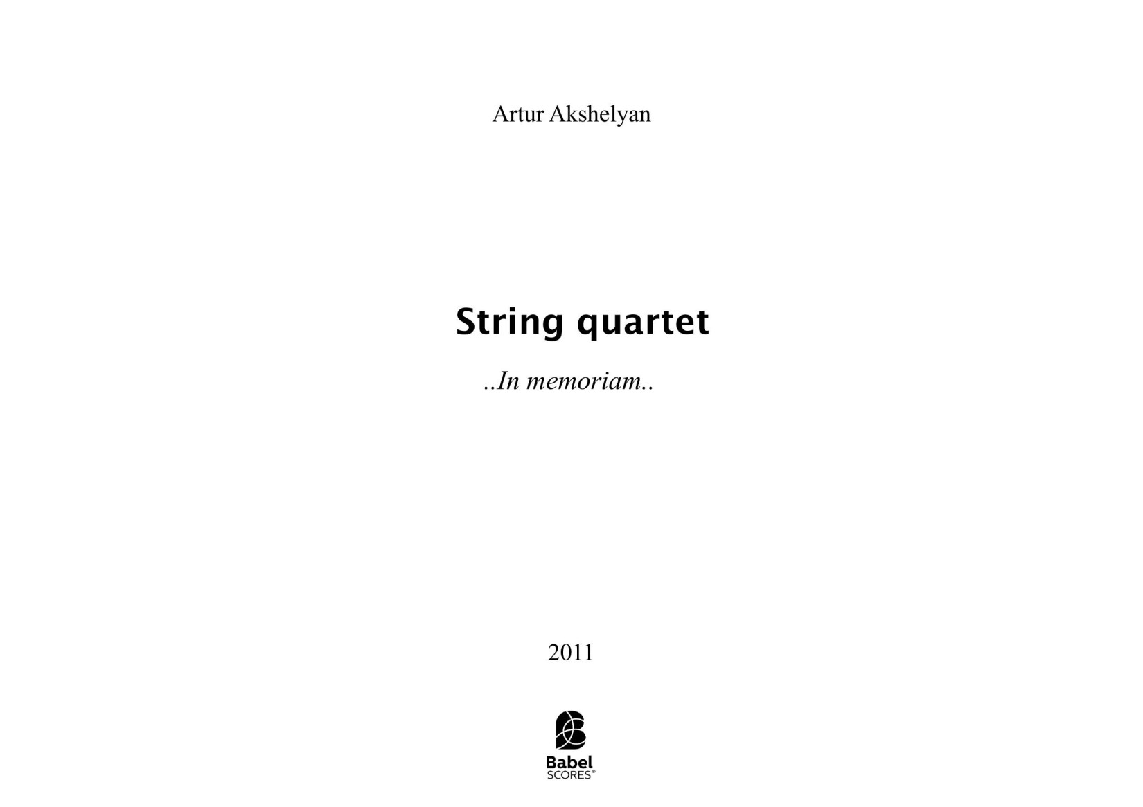 String Quartet No1
