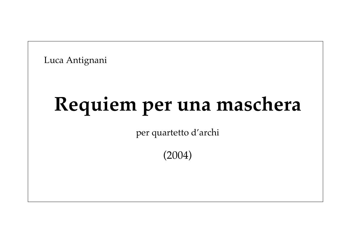 REQUIEM PER UNA MASCHERA
