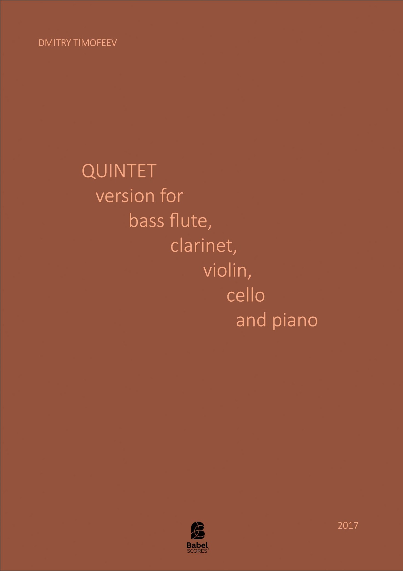 Quintet version for bass flute, clarinet, violin, cello and piano
