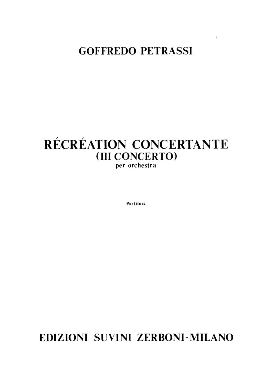 RECREATION CONCERTANTE (Terzo Concerto)