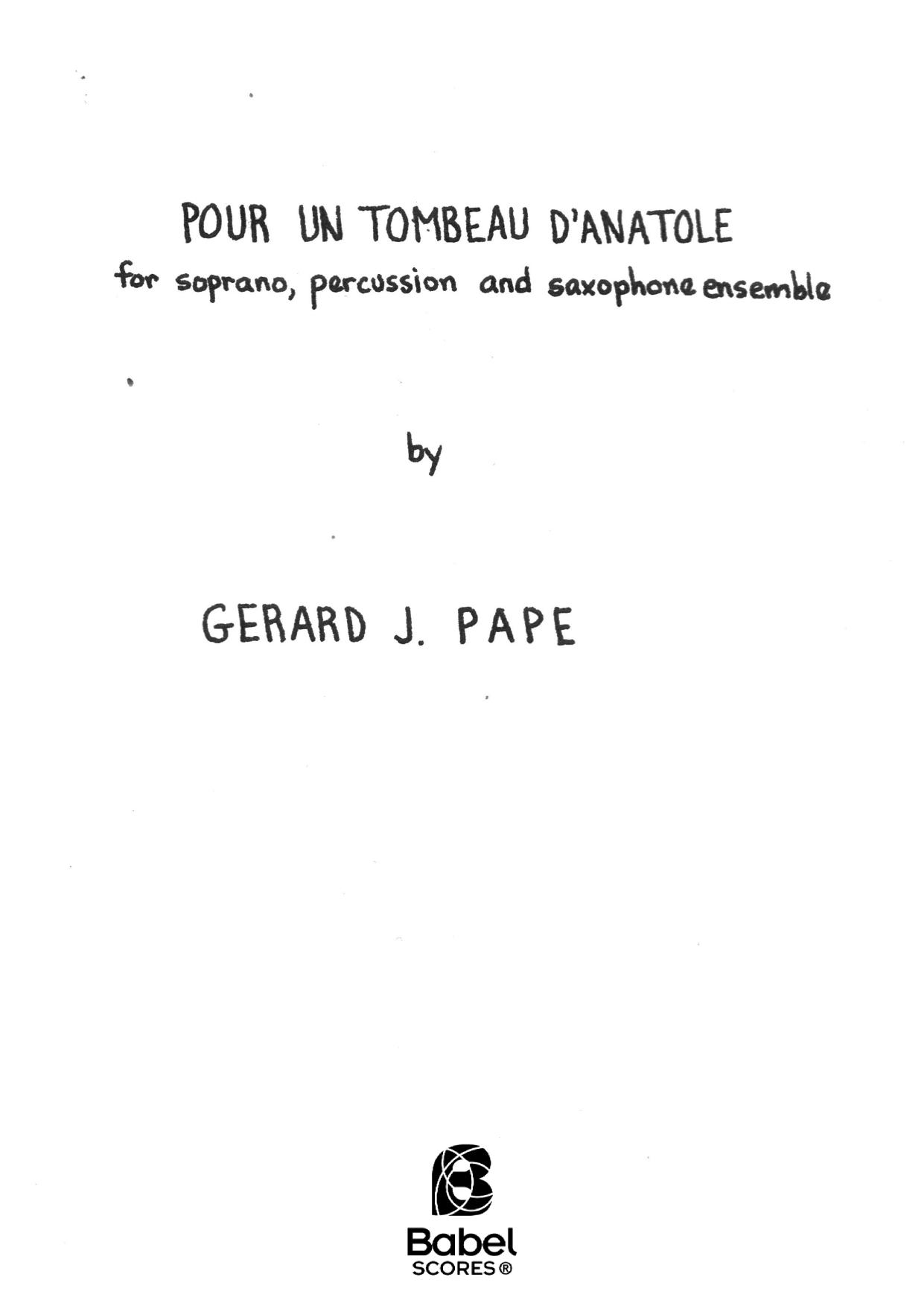 Pour un tombeau d'Anatole