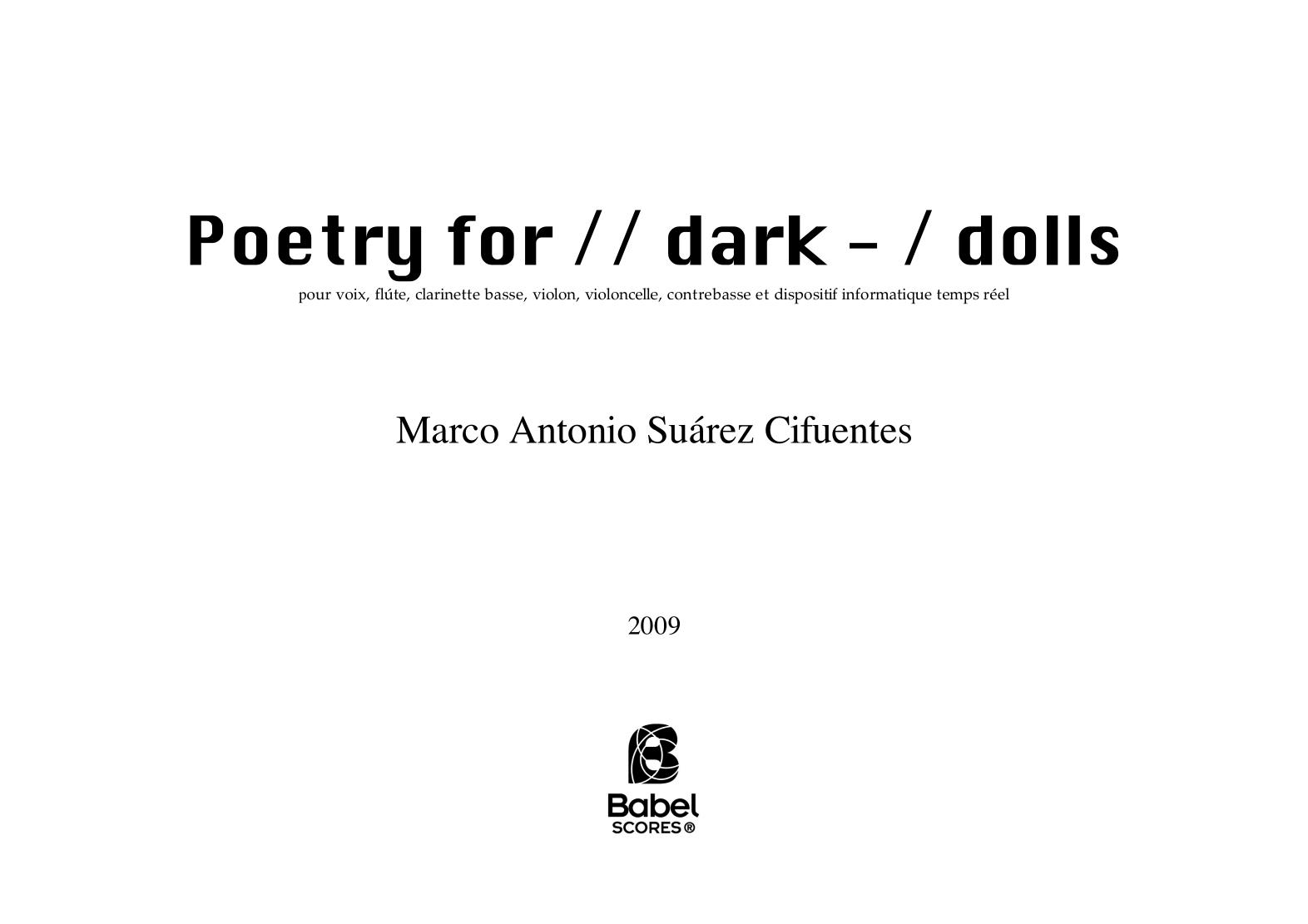 Poetry for -- dark - - dolls