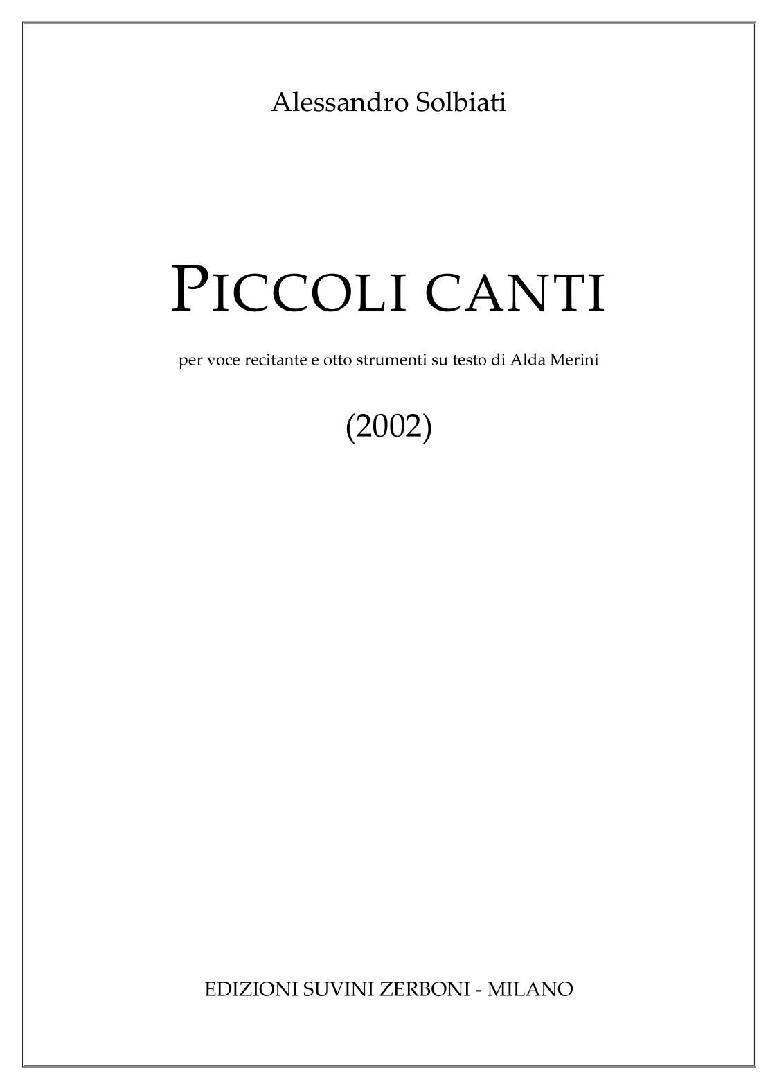 PICCOLI CANTI (SUITE)