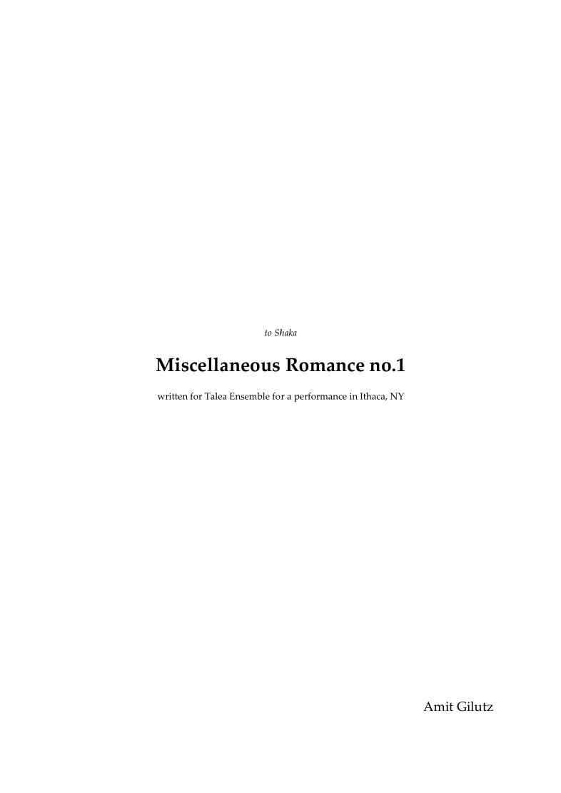 Miscellaneous romance no.1