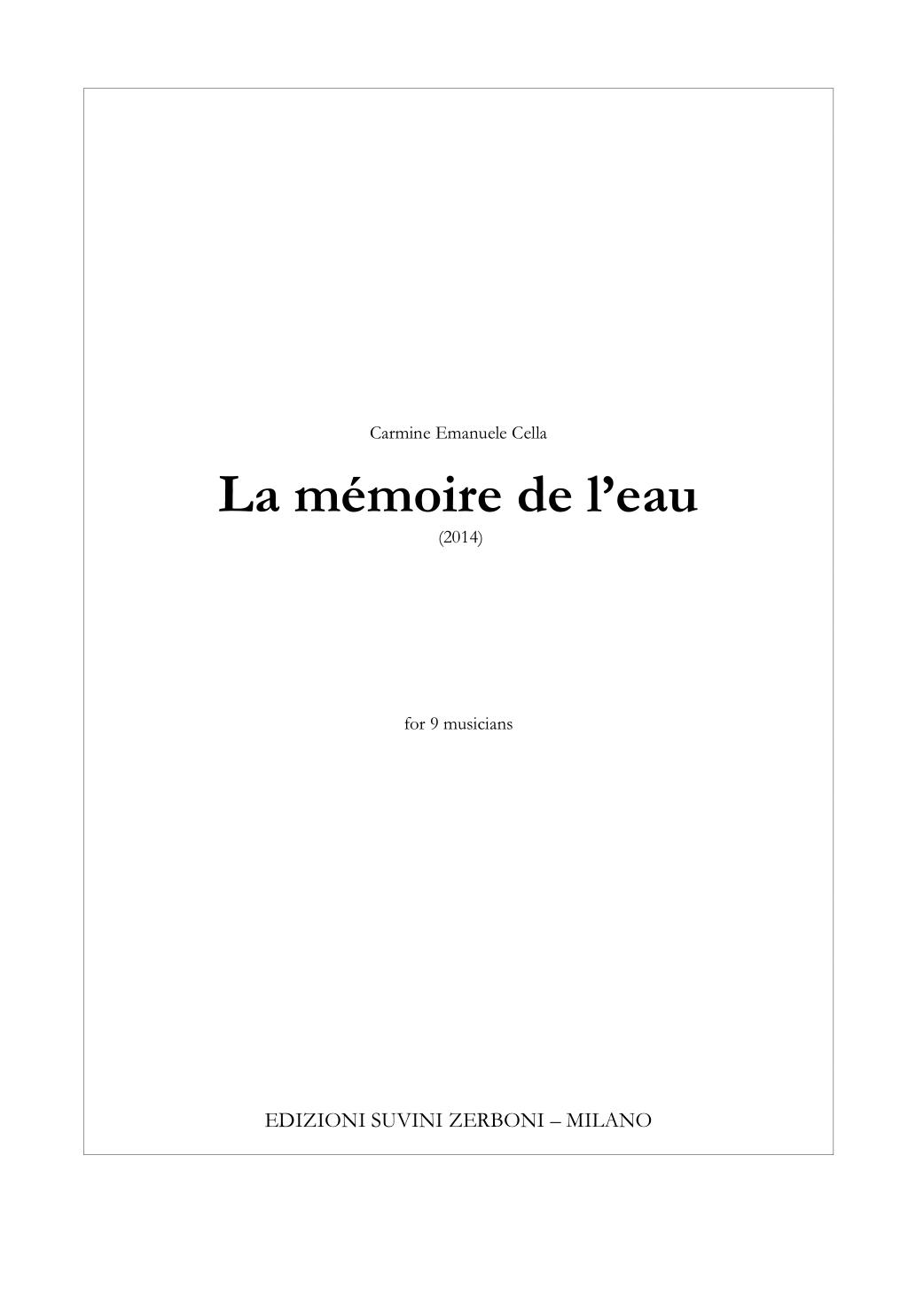 MEMOIRE DE L'EAU