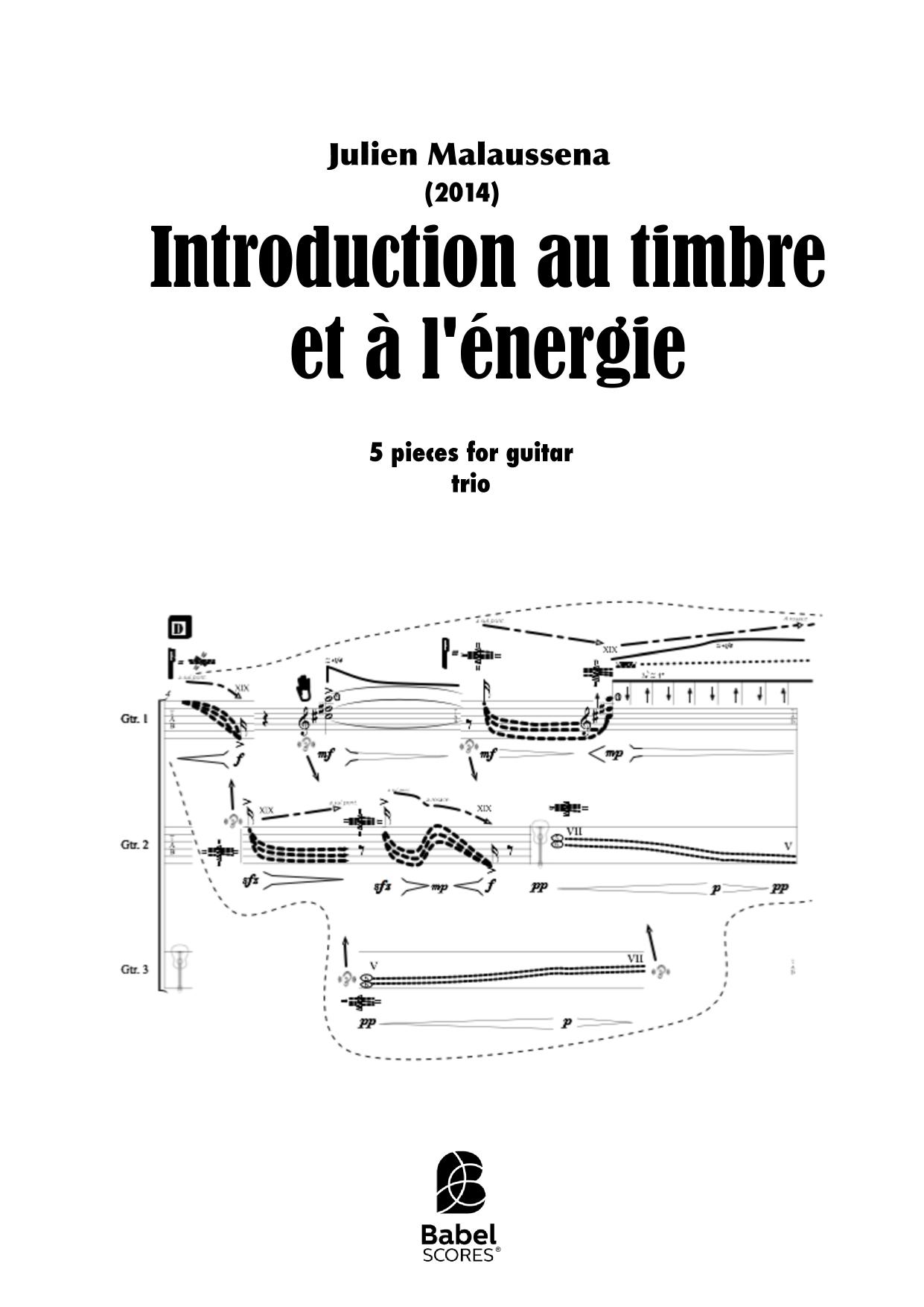 introduction au timbre et à l'énergie chapitre I à V