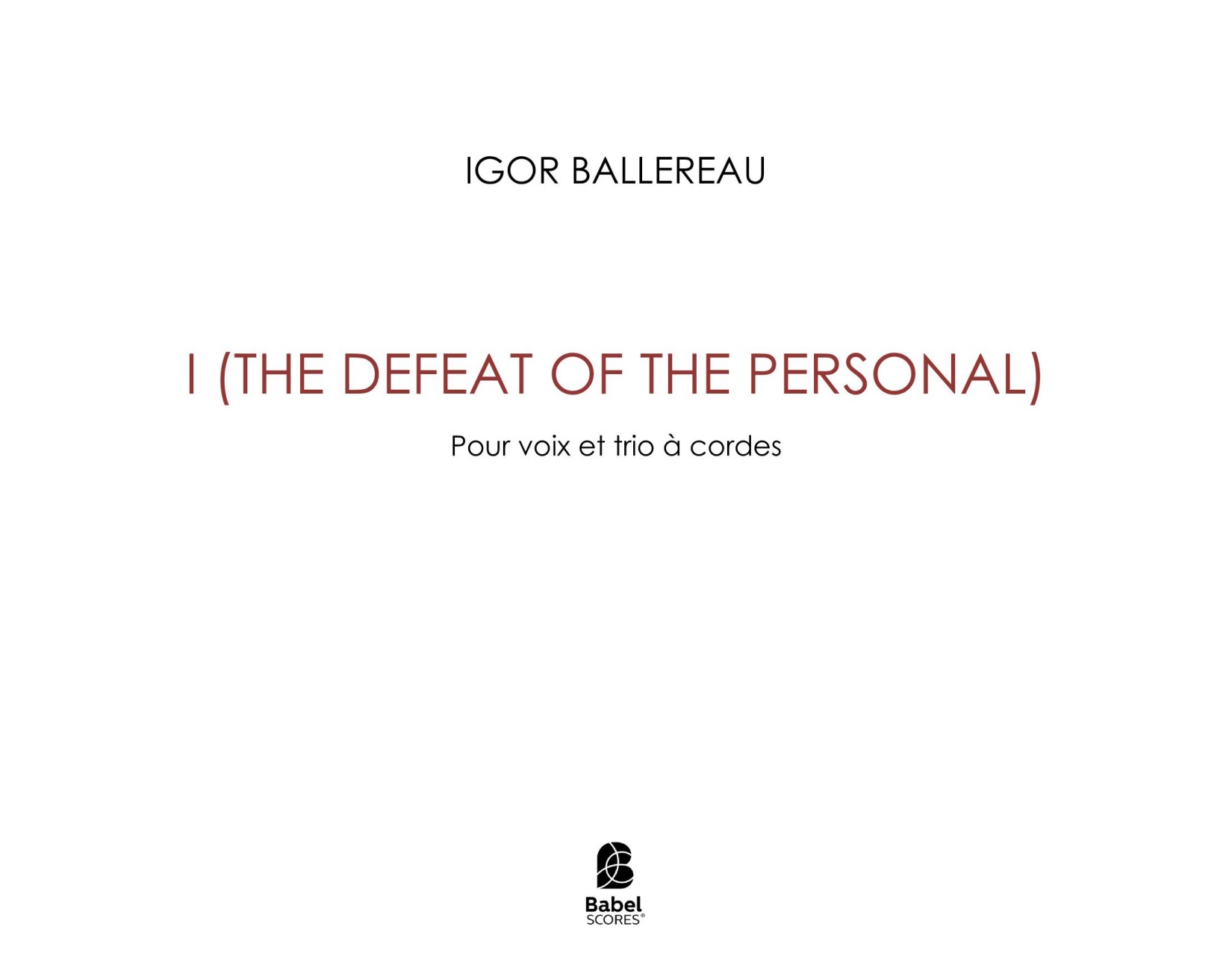 I (the defeat of the personal)