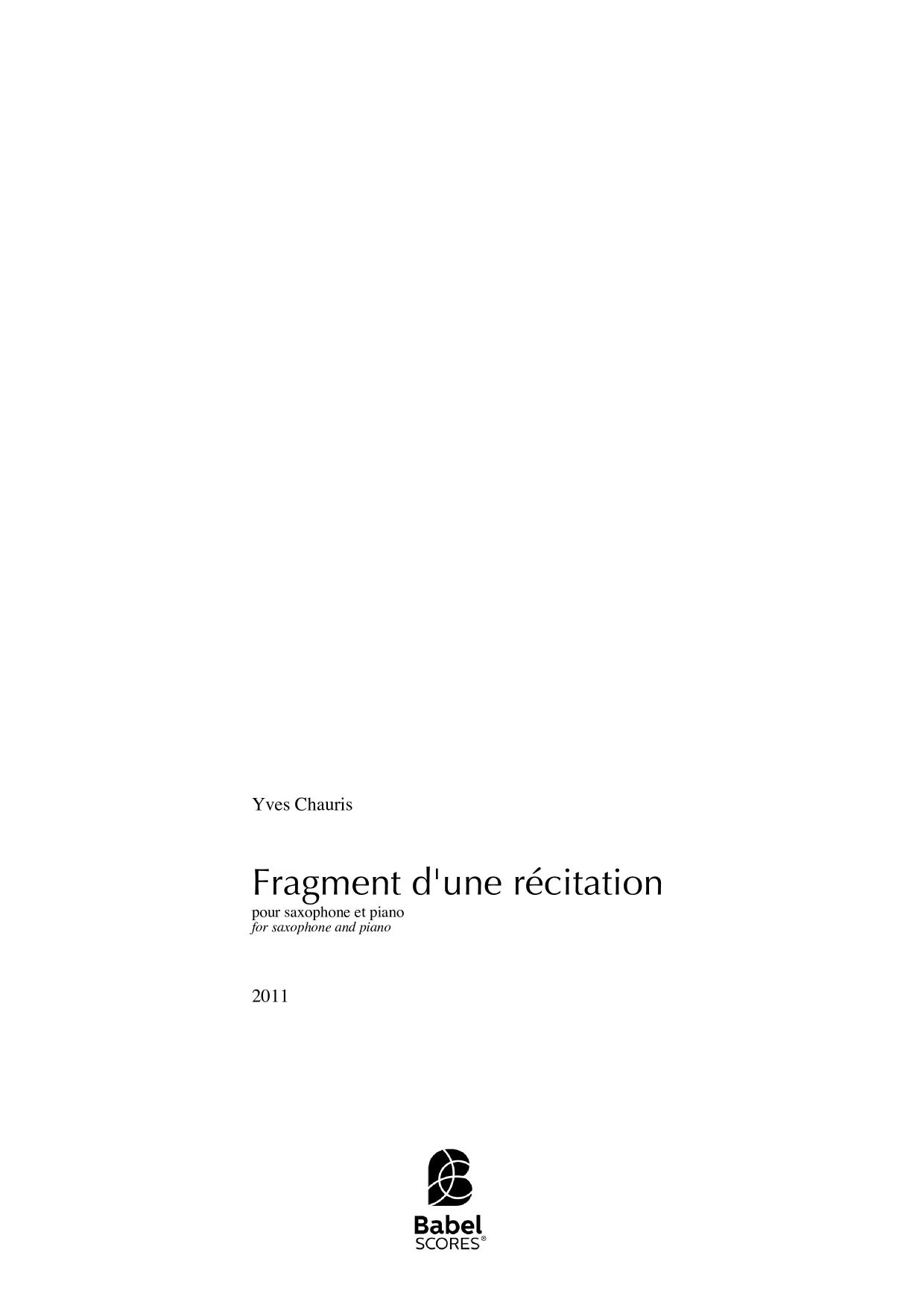 Fragment d'une récitation