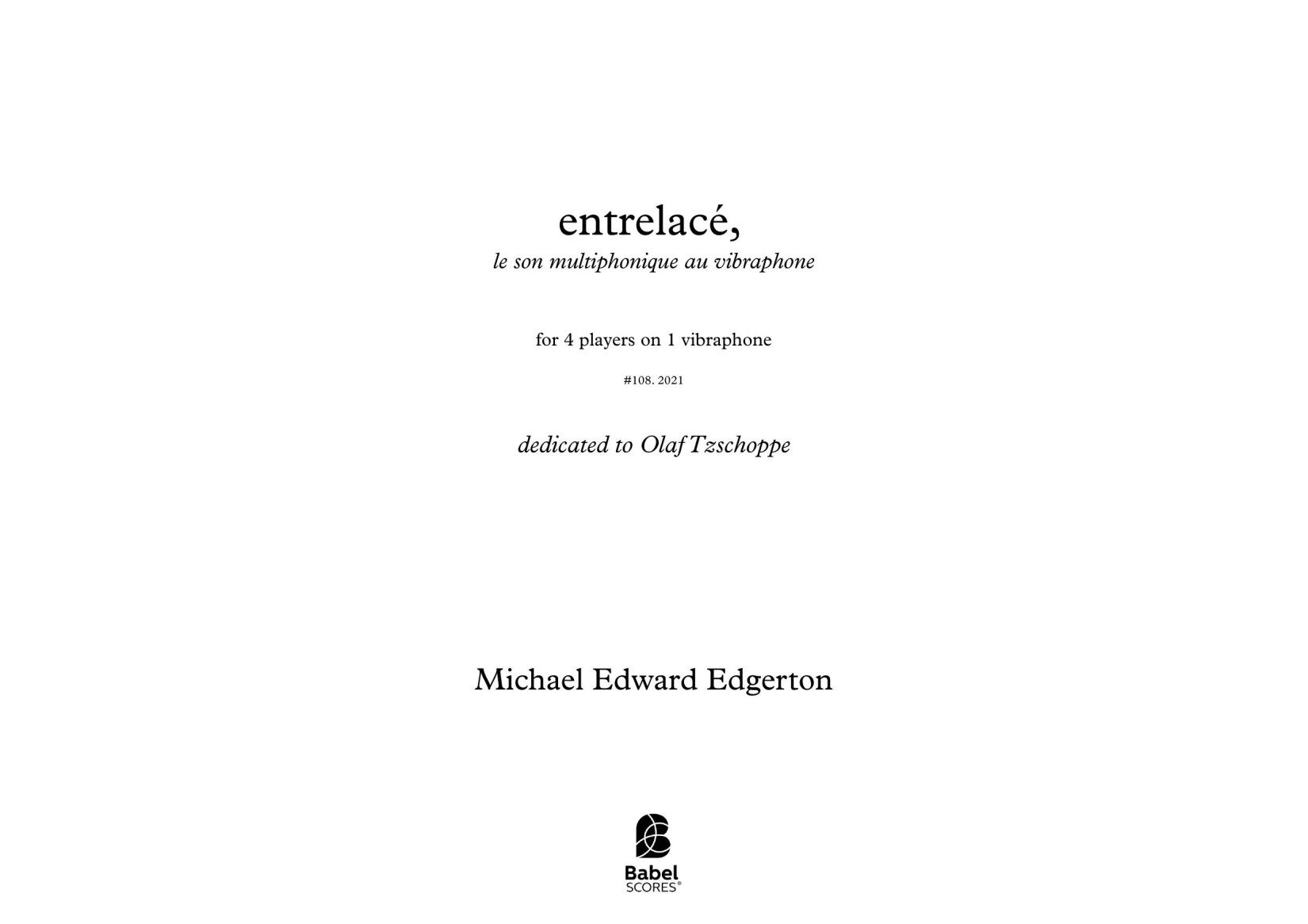entrelacé, for four vibraphonists on one vibraphone