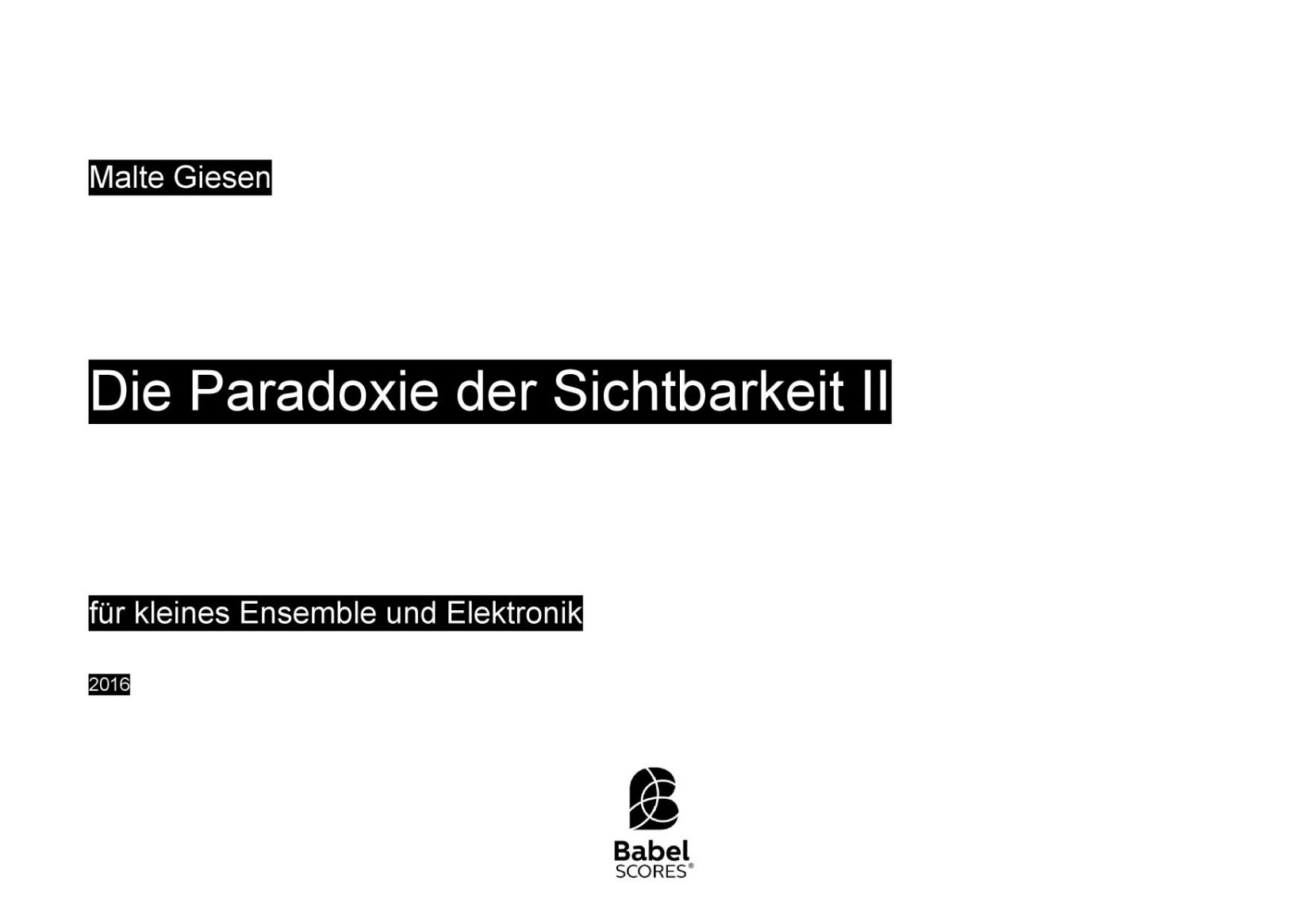 Die Paradoxie der Sichtbarkeit II