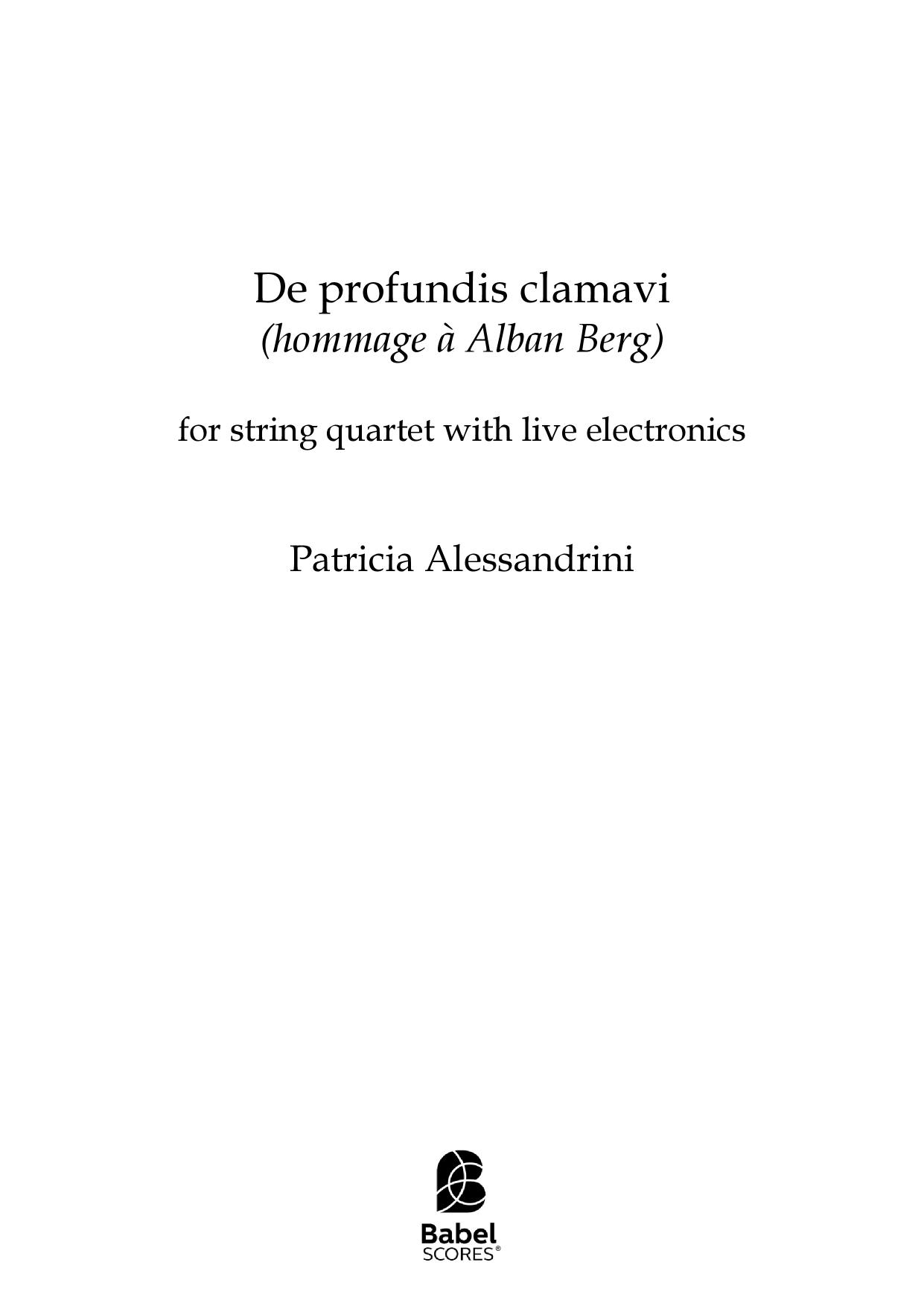 De profundis clamavi (hommage à Alban Berg)