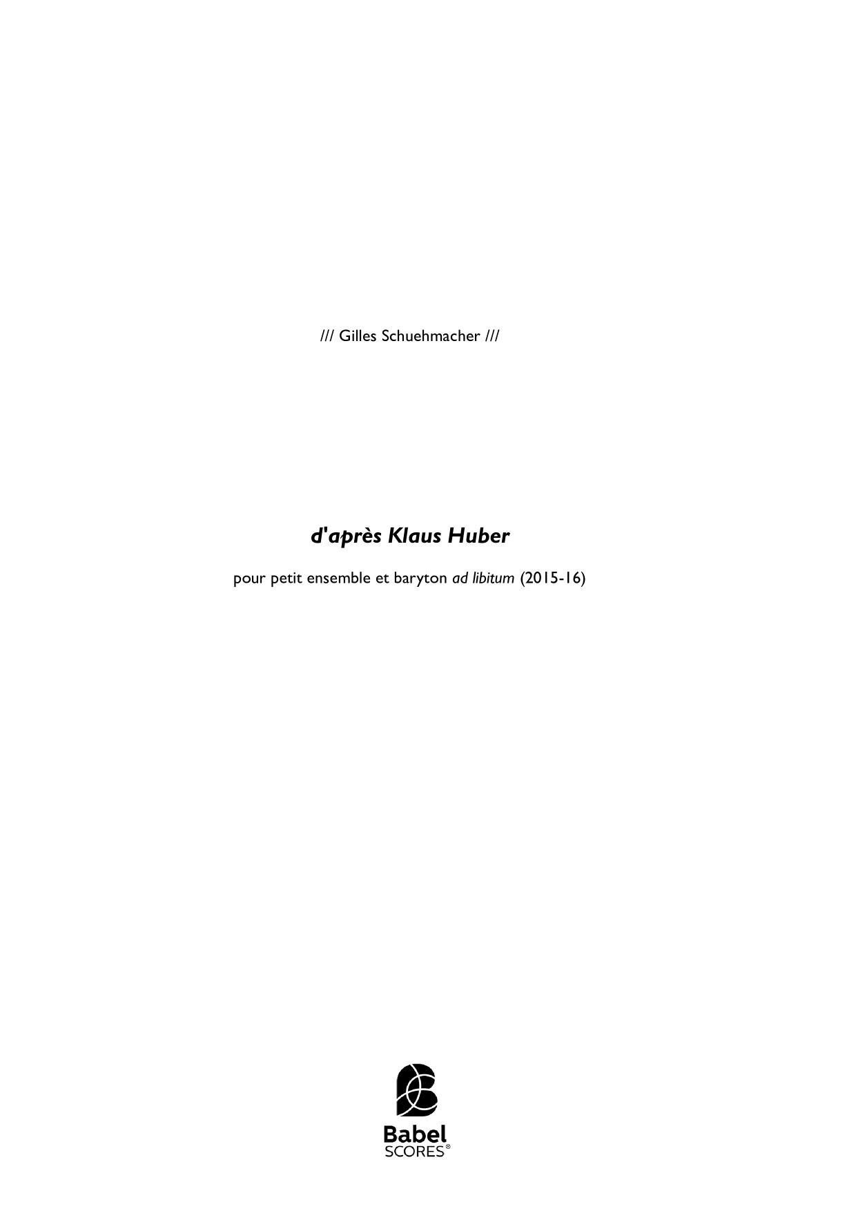d'après Klaus Huber