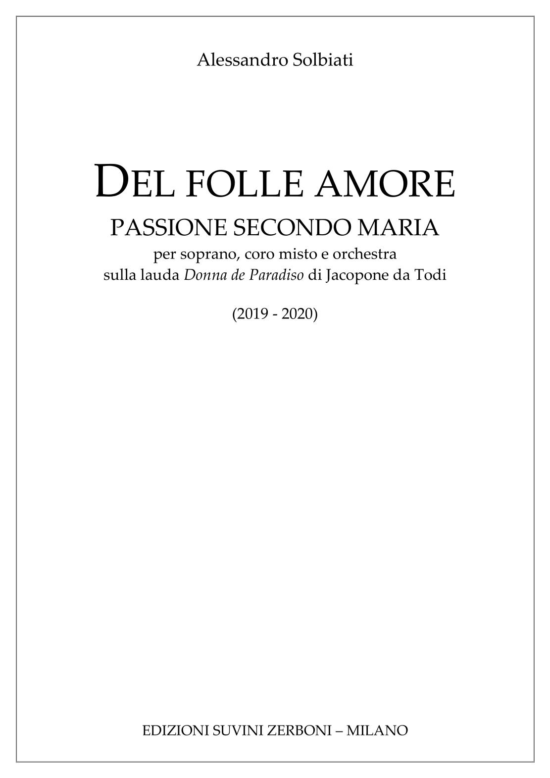 Del folle amore (Passione secondo Maria)