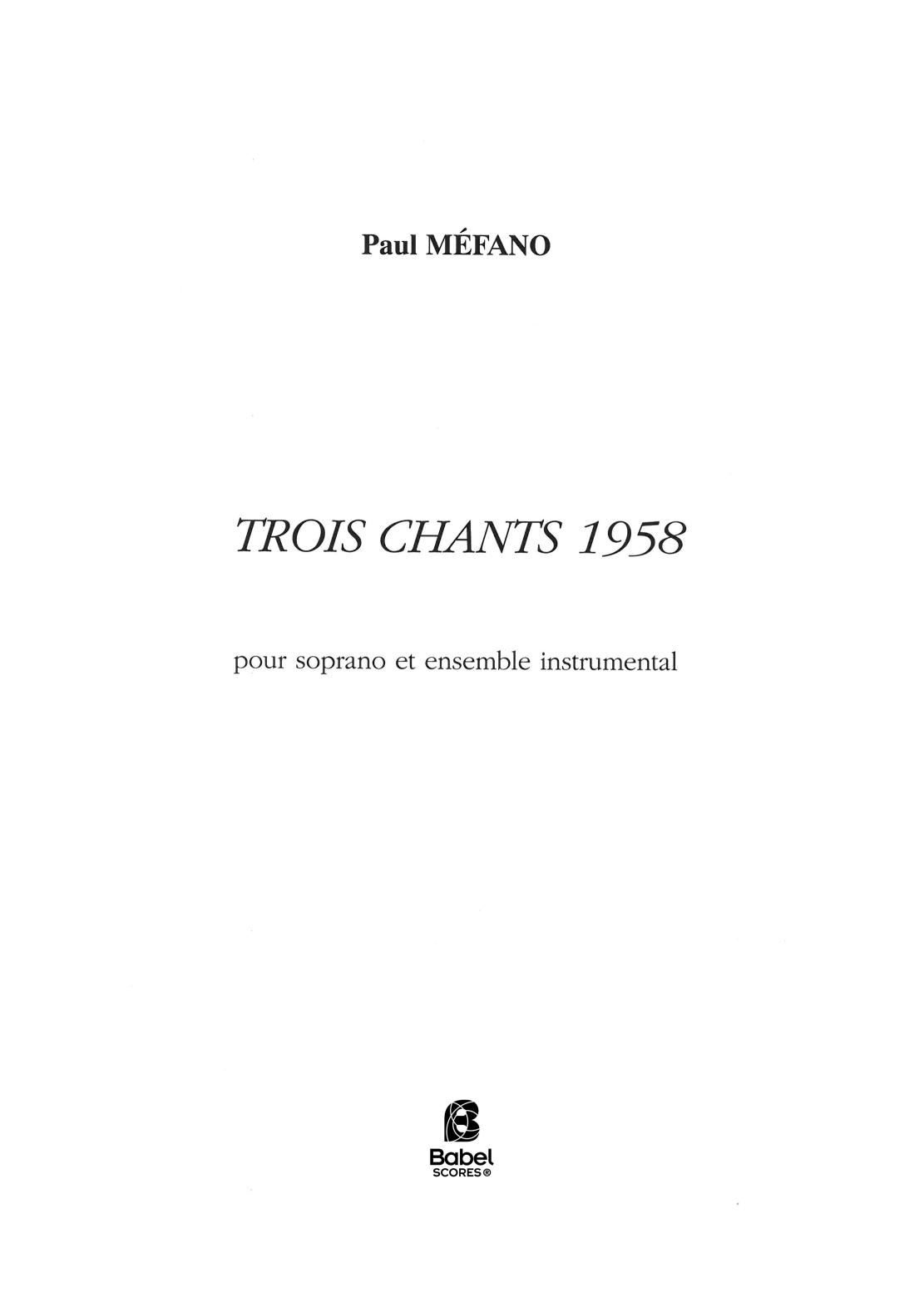 Trois Chants 1958