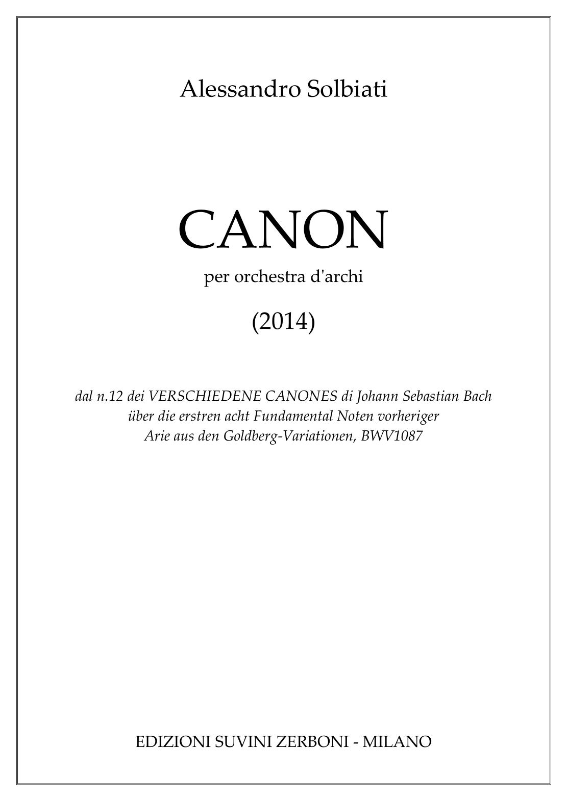 CANON dal n.12 dei Verschiedene Canones di J. S. Bach