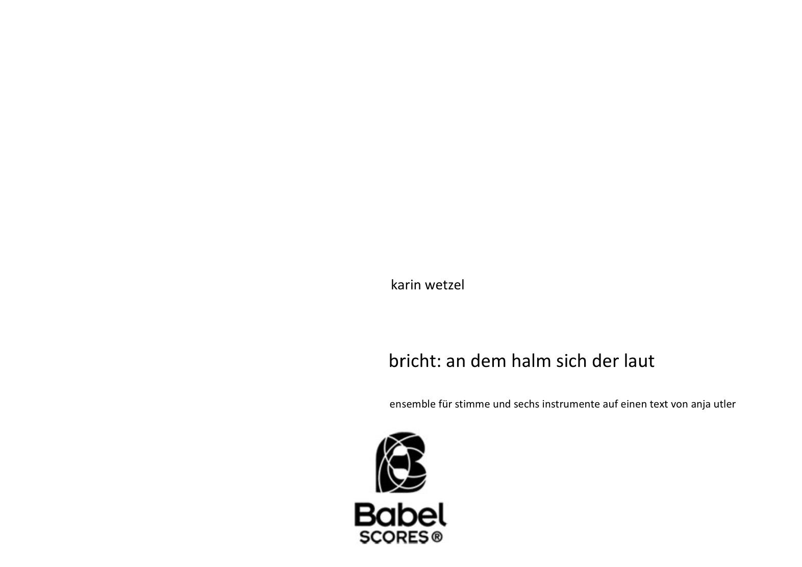 Bricht：an dem halm sich der laut