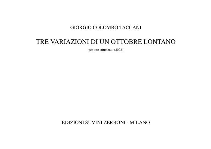 Tre variazioni di un ottobre lontano