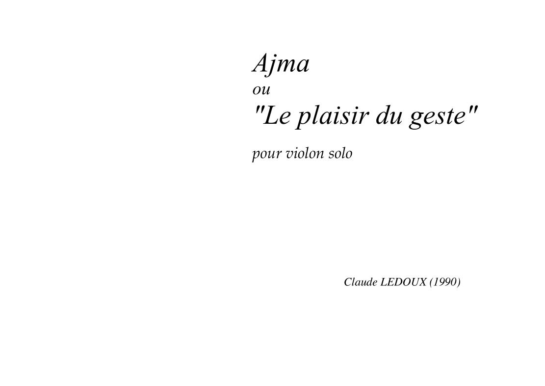 Ajma ou Le plaisir du geste