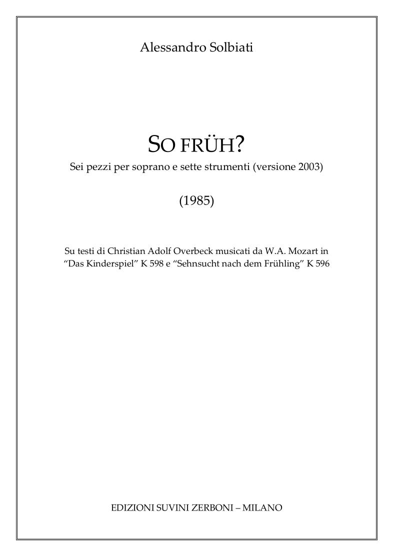 ACH SO FRUH