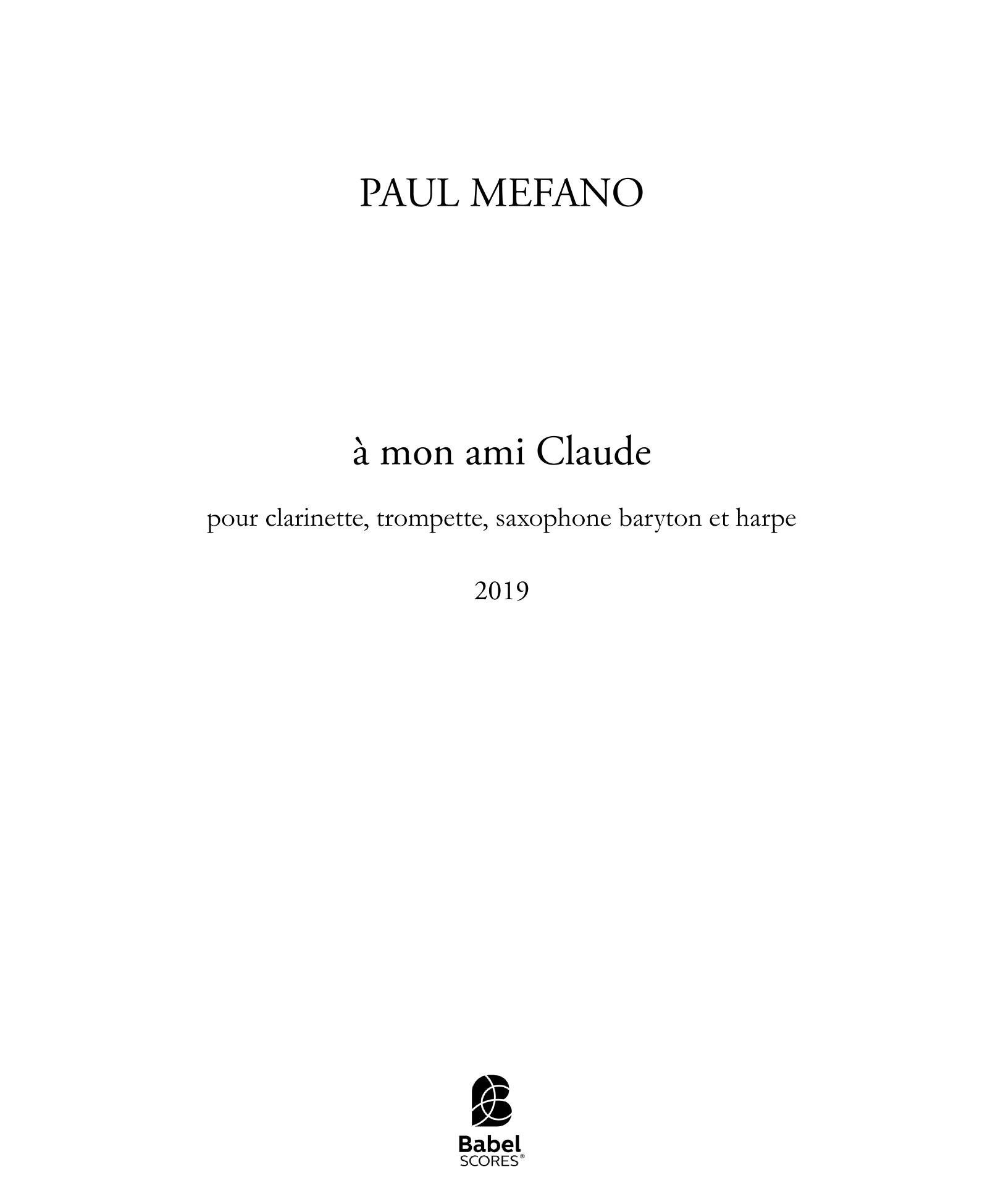 A mon ami Claude