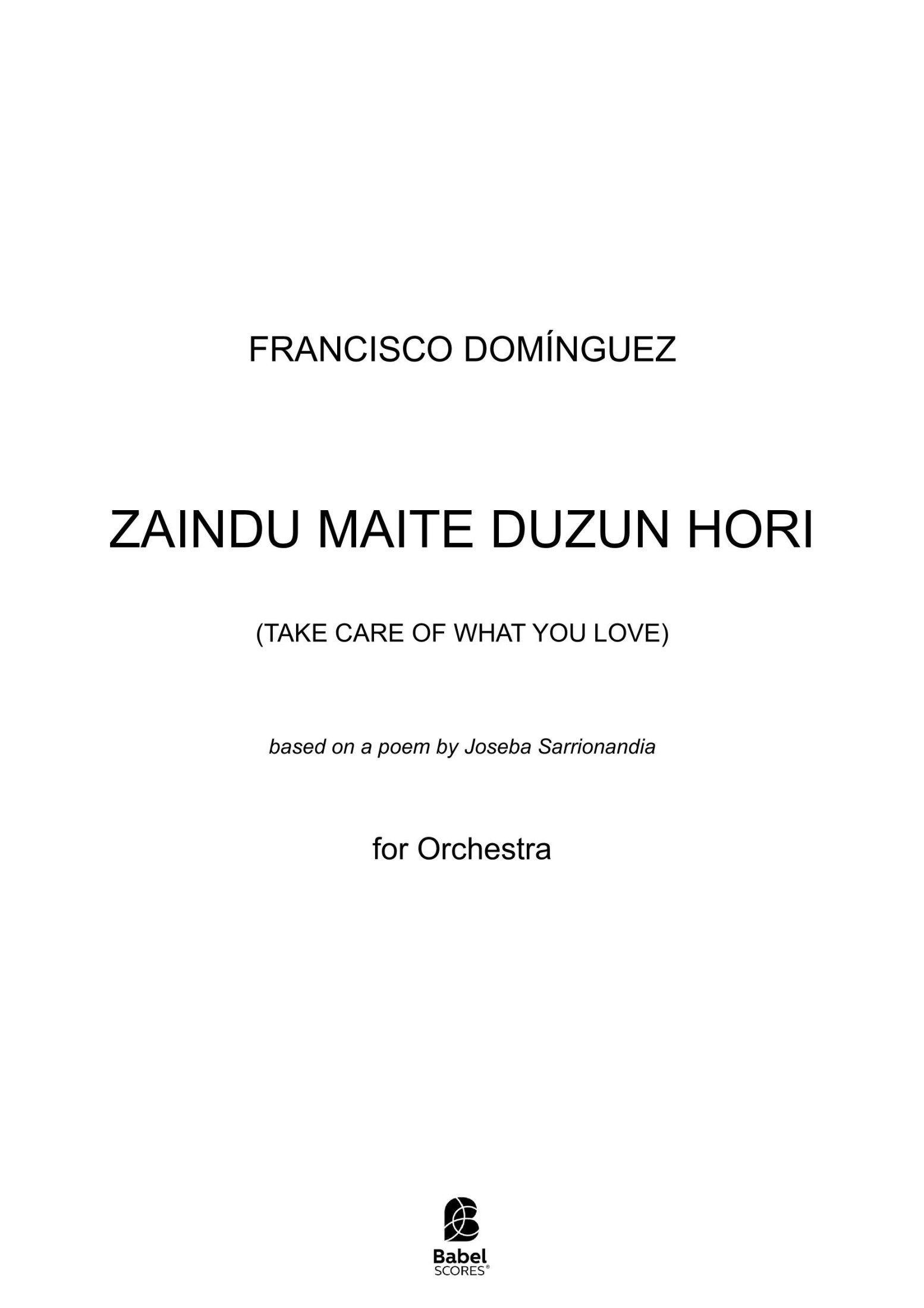 ZAINDU MAITE DUZUN HORI