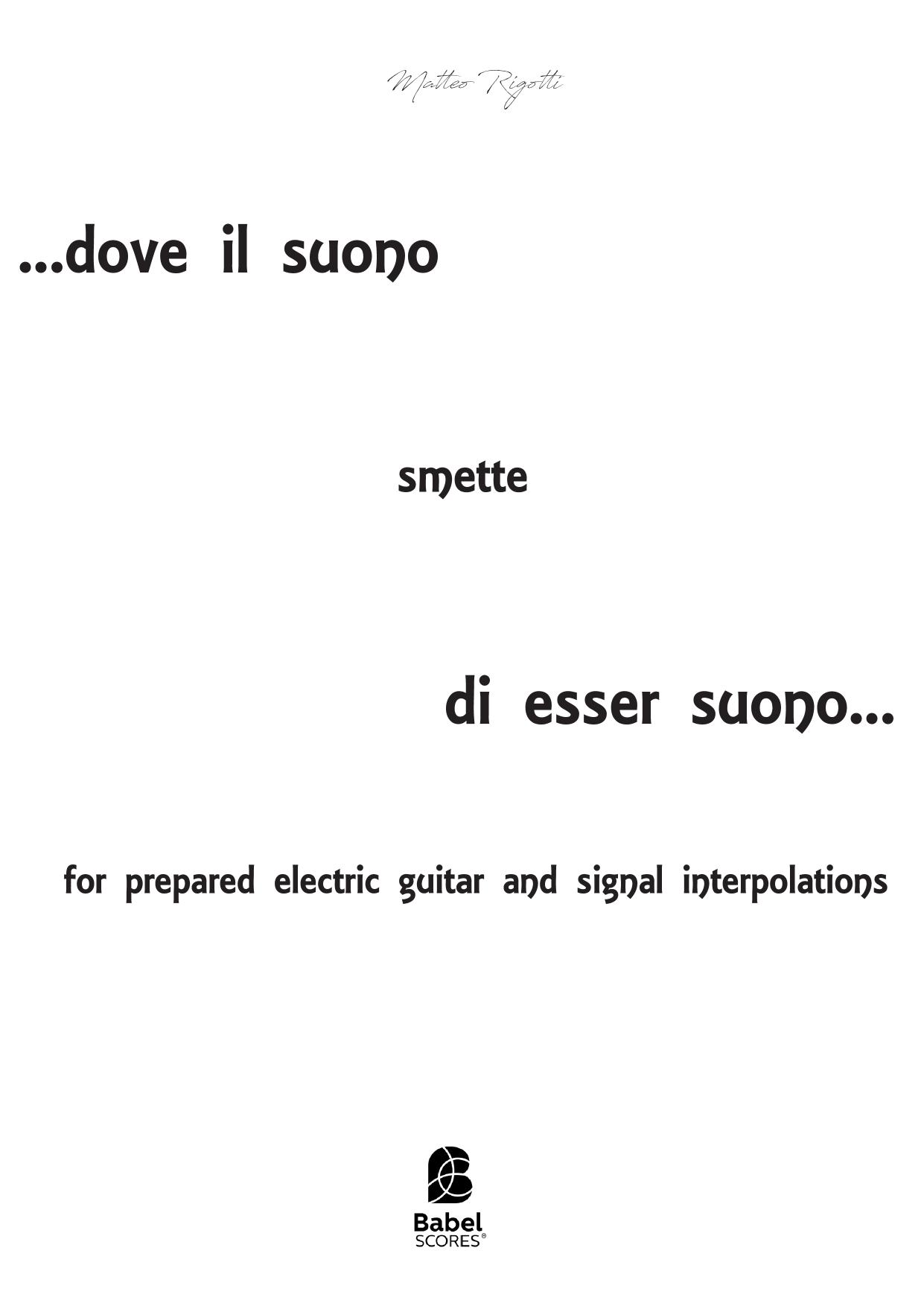 ...dove il suono smette di esser suono...