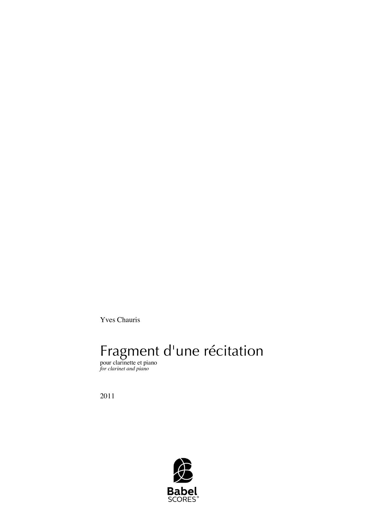 Fragment d'une récitation