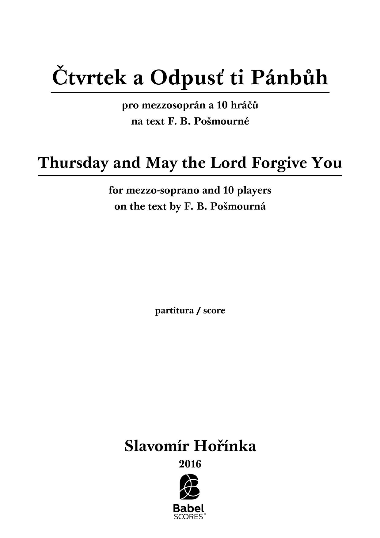 Thursday and May the Lord Forgive you