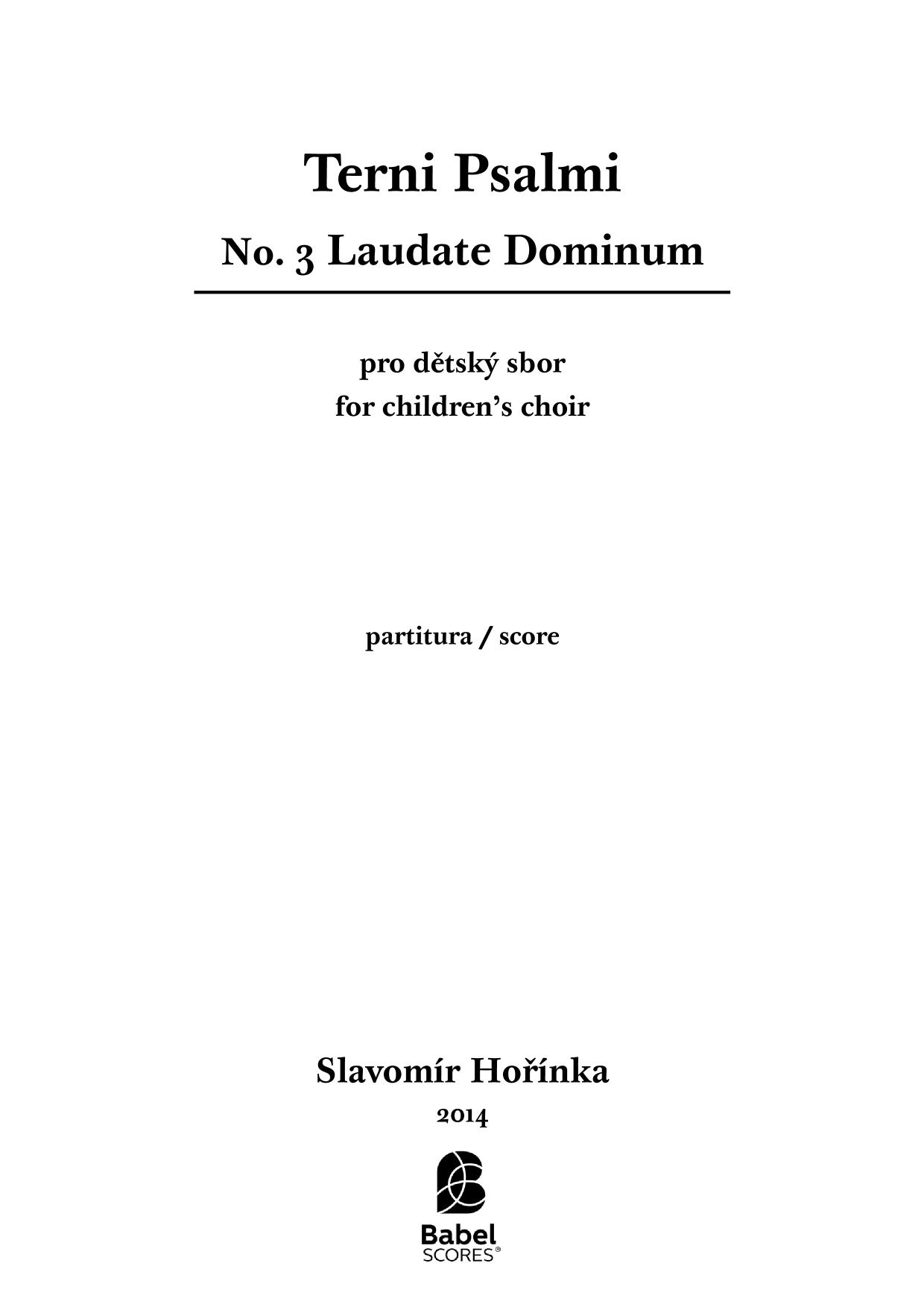 Terni Psalmi：No.3 Laudate Dominum
